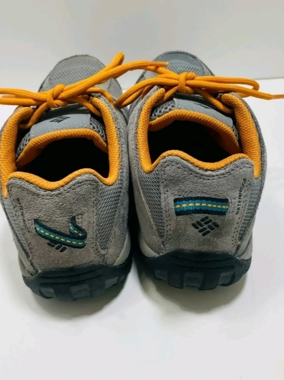 Columbia Kids Gray Suede Mesh Sneakers with Orange Lining